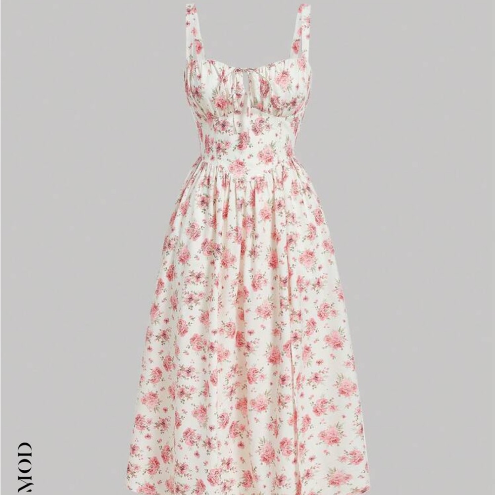 vintage cottage core midi corset dress